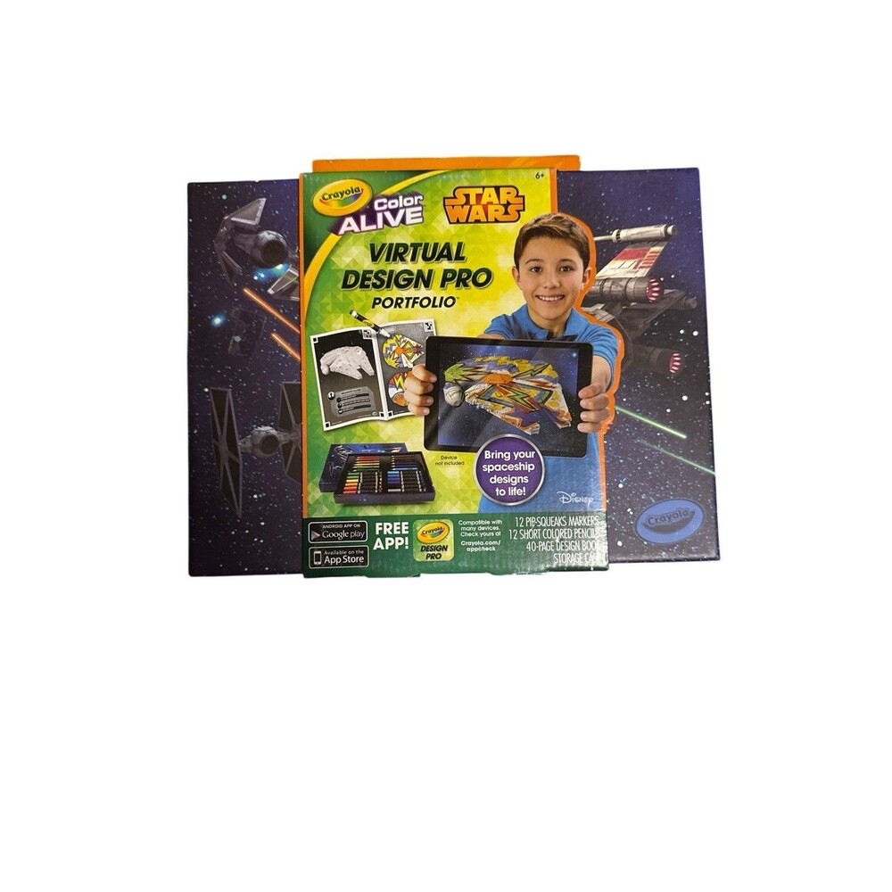 Crayola Virtual Design Pro Portfolio Star Wars Coloring Book Color Alive-New 165